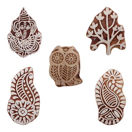 Set of 5 Piece New Mix Wooden Printing Blocks